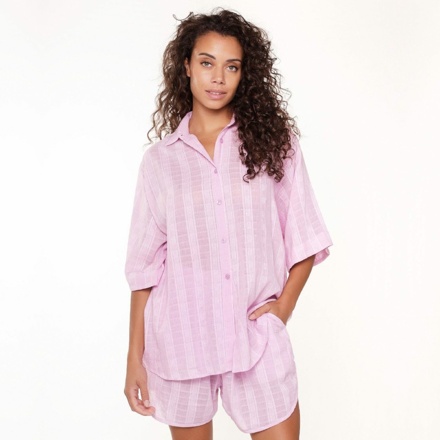 Nachtmode LingaDore | 7429Set Shortama Set Pink-Lavender