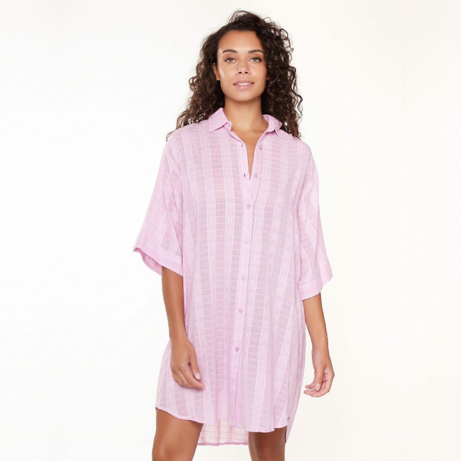 Nachtmode LingaDore | 7429Pd Pyjama Jurk Pink-Lavender