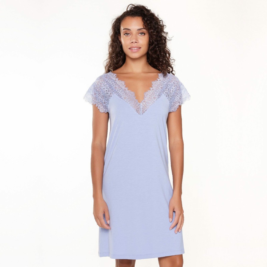 Nachtmode LingaDore | 7428Pd Pyjama Jurk Misty-Blue